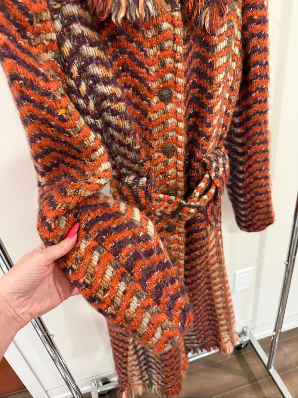 Anna Sui Fall 2006 Burnt Orange Woven Wool Coat RARE size 8 - Picture 2 of 15